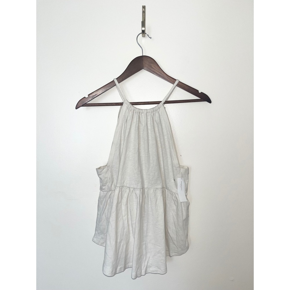 American Eagle NWT Halter Peplum Tank Top 100% Cotton Beige $29.95 | Size M
